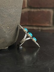 Kingman Turquoise Triple Stone Ring Size 6.75 | 925 Sterling Silver G588