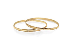 Vintage 14K Gold Filled Set Pair Bangles 4.5mm Mirror Polish Handcrafted Stacka