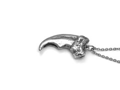 Polar Bear Claw Pendant Necklace in Pewter, Handmade Animal Jewelry Cast Metal