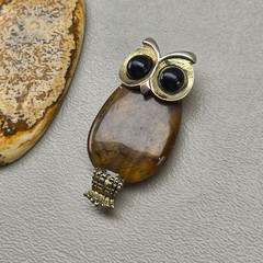Artisan Glass Stone Pendant Lot Dichroic Lampwork Murano Style Owl 5 Pc