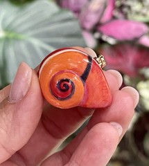 Handmade Ceramic Pendant Jewelry. Unique piece. Orange