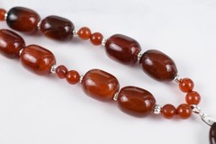 Handmade Studio Sterling Silver Natural Carnelian Bead Drop Necklace 17-1/2 in