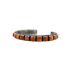 Ernest Rangel, Bracelet, Orange Spiny Oyster, Sterling Silver, Navajo, 6 1/2″