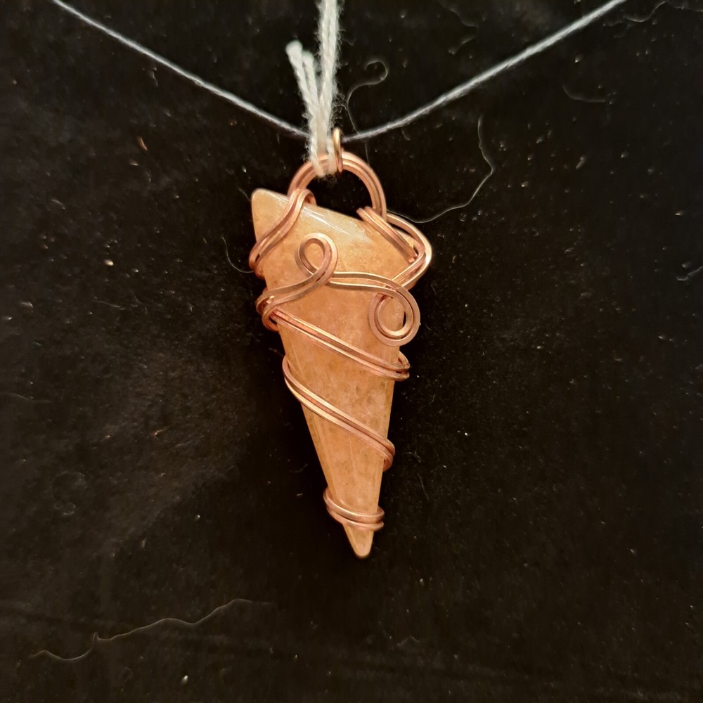Hand Wrapped crystal jewelry, pendant, Yellow Aventurine, copper wire
