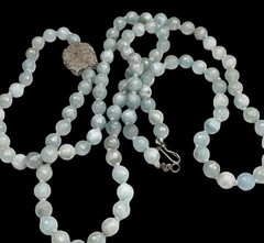 Hand Knotted Chan Luu Milky Aquamarine 39” Necklace With Pyrite Druzy