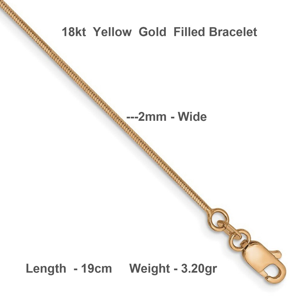 Bracelet Real 18kt Yellow Gold Filled Solid Fine Snake Link Bangle 19cm