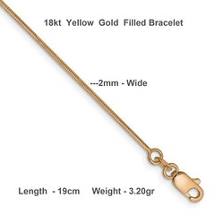 Bracelet Real 18kt Yellow Gold Filled Solid Fine Snake Link Bangle 19cm