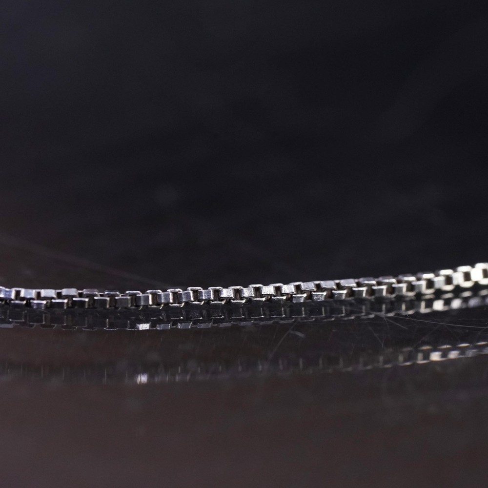9.75” 1mm, vintage Italian sterling silver 925 box chain anklet bracelet