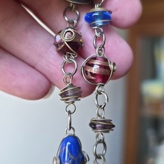 Cagged Art Glass Beaded Necklace Wire Wrapped Artisan Colorful
