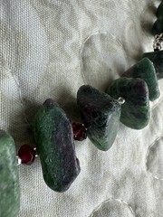 Ruby In Zoisite Natural Stone- Mixed Green Gemstone Beaded Necklace- Handmade