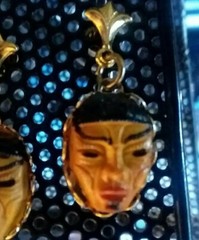 MaryBee Jewelry: Gold Tone Asian Mask Pierced Earrings 07-07-2021