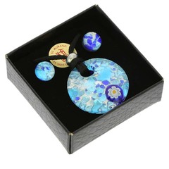 GlassOfVenice Murano Glass Venetian Reflections Round Necklace and Earrings Set