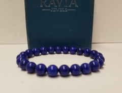 Ravia Jewels Genuine 7mm Natural Lapis Lazuli Beaded Bracelet