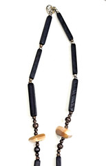 Handcrafted Beaded Necklace w/ Abalone Shell Freeform Pendant, Lobster Clasp