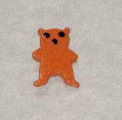 Brutalist Jewelry Teddy Bear Brooch Pin Hand Painted Clay Pottery Redware