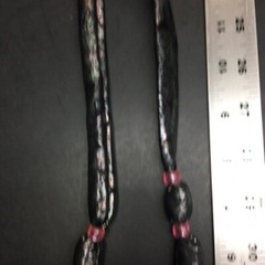 Black Silver Fabric Necklace Pink Pony Bead 80S Retro Handmade