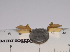 14KT YELLOW GOLD FOLDED RIBBON STYLE DUAL FINISH STUD EARRINGS 8MM X 9/16″, .8 G