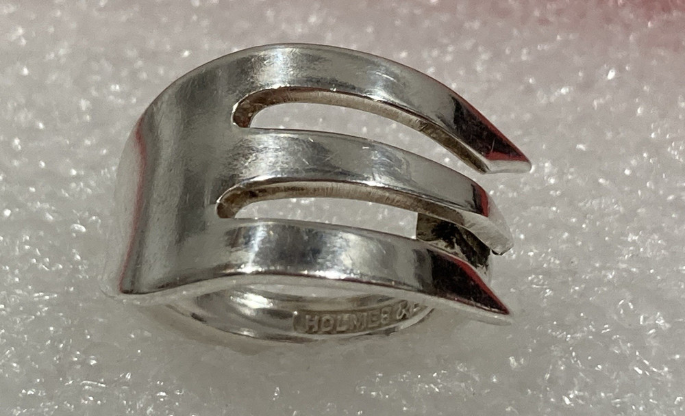 Vintage Holmes & Edwards Silver Plated SPOON FORK BYPASS WRAP RING Adjustable