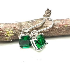 Lab Made Emerald Earrings Sterling Silver 925 , May Birthstone