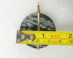 Snowflake Obsidian Flower Pendant Set In Yellow Gold Filled? 1.75″ Long Black