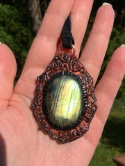 Huge Labradorite Pendant Necklace Artisan Handcrafted