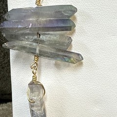 Aura quartz crystal dangle earrings. 14k Wire Wrap.
