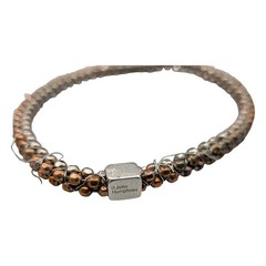 John Humphries Mixed Metal Beaded Wire Wrapped Stretch Bracelet Silver Copper