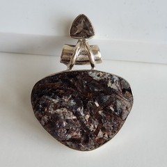 Sterling Silver Astrophyllite In Matrix Pendant 9g Freeform Cabochon