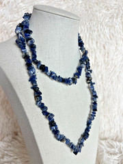 2 Necklaces Natural Stone Organic Earthy Blue Sodalite & Pink Rhodonite Coastal
