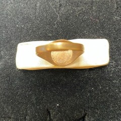 Ceramic glass ring. Statement ring. art to wear. Bar green brown adjustable band