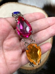 Woman Bracelet Peacock Multi Bling Toggle Dangle Earrings Multi Pink Yellow