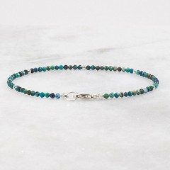 2mm Tiny Chrysocolla Bracelet – Micro Gemstone, 14k Gold Filled