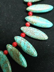 Statement Necklace Earrings Set Turquoise Red Coral Western Cowgirl Southwestern