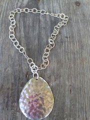 Silpada Sterling Silver Large Hammered Teardrop Necklace N1181 Retired