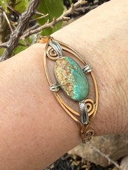 Vintage Artisan Boutique Repurposing Bangle Watch Band Cuff Bracelet Turquoise