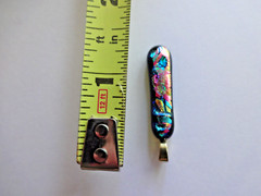 COLORFUL FUSED DICHROIC GLASS PENDANT 1.25 x .25 in PINK BLUE GREEN PURPLE GOLD