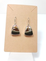 8.5g Sterling Silver Handmade Picture Agate Dangle Earrings 34mm