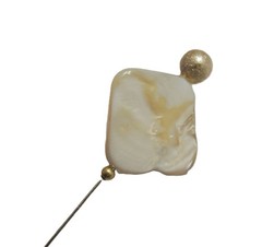 3″ Hat-Stick-Lapel Pin MOP Shell Champagne AB Bead Gold-tone Findings OBW247