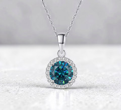3.60 Ct Certified Blue Diamond Pendant -Great Shine & Bling ! FREE Studs