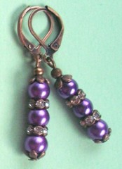 triple GLASS PEARL Faceted Crystal rings Lever back handcrafted CHOOSE