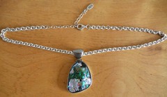 Starborn Sterling Silver Dichroic Glass Necklace Chunky ExEx Rolo Chunky Chain