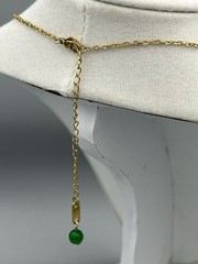 17 1/2 – 20“ Adjustable Aventurine And Green Onyx Bead And Chain Necklace