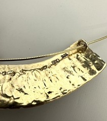 Handmade 925 Statment Necklace Faux Opal Blue / Gold Piece Signed «S.O» or «O.S»