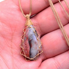 5 Pcs Natural Mix Gemstones Handmade Bohemian Macrame Necklaces Wholesale Lot