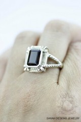 Size 6 RADIANT Cut SMOKEY SMOKY Topaz 925 Sterling Silver Ring r212