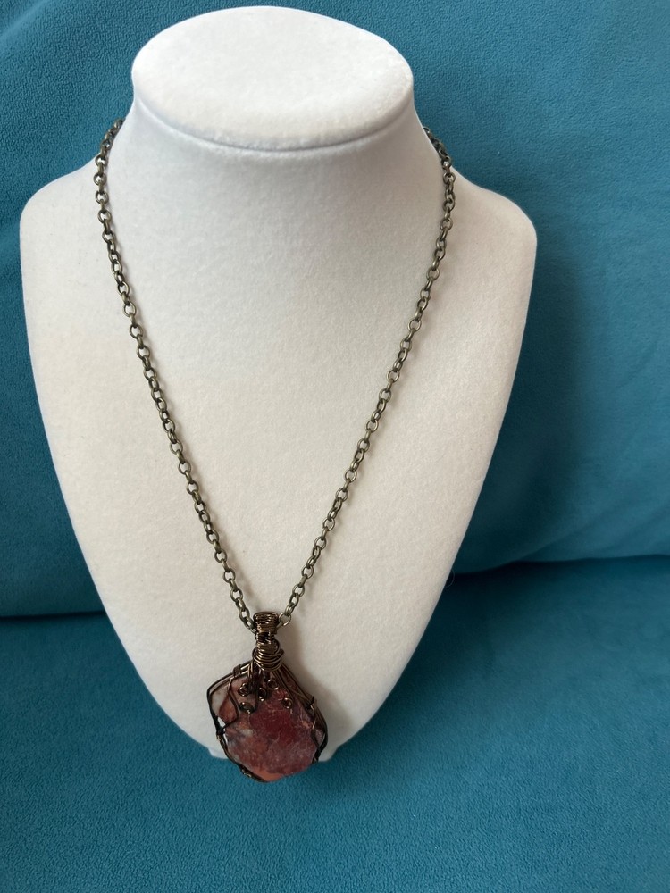 Handcrafted Genuine Freeform Section Shoushane Stone Pendant Necklace