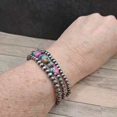 5mm Navajo Pearl Bracelet Sterling Silver 925 Stretch Southwestern 6-7″ Stacking