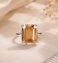 RARE 12 Ct Certified Champagne Diamond Ring-Birthday Gift, FREE Diamond Studs