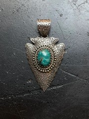 Kingman Turquoise Arrowhead Pendant | 925 Sterling Silver G616
