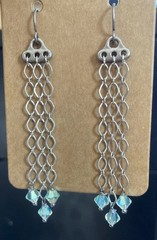 2 3/4inch Long Handmade Rain Cloud Dangle Earrings Pewter and Preciosa Beads